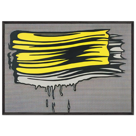 YELLOW AND WHITE BRUSHSTROKES 1965 - Roy Lichtenstein 70x100 cm / 28x40 inches Framed Art Print – Black Wooden Frame