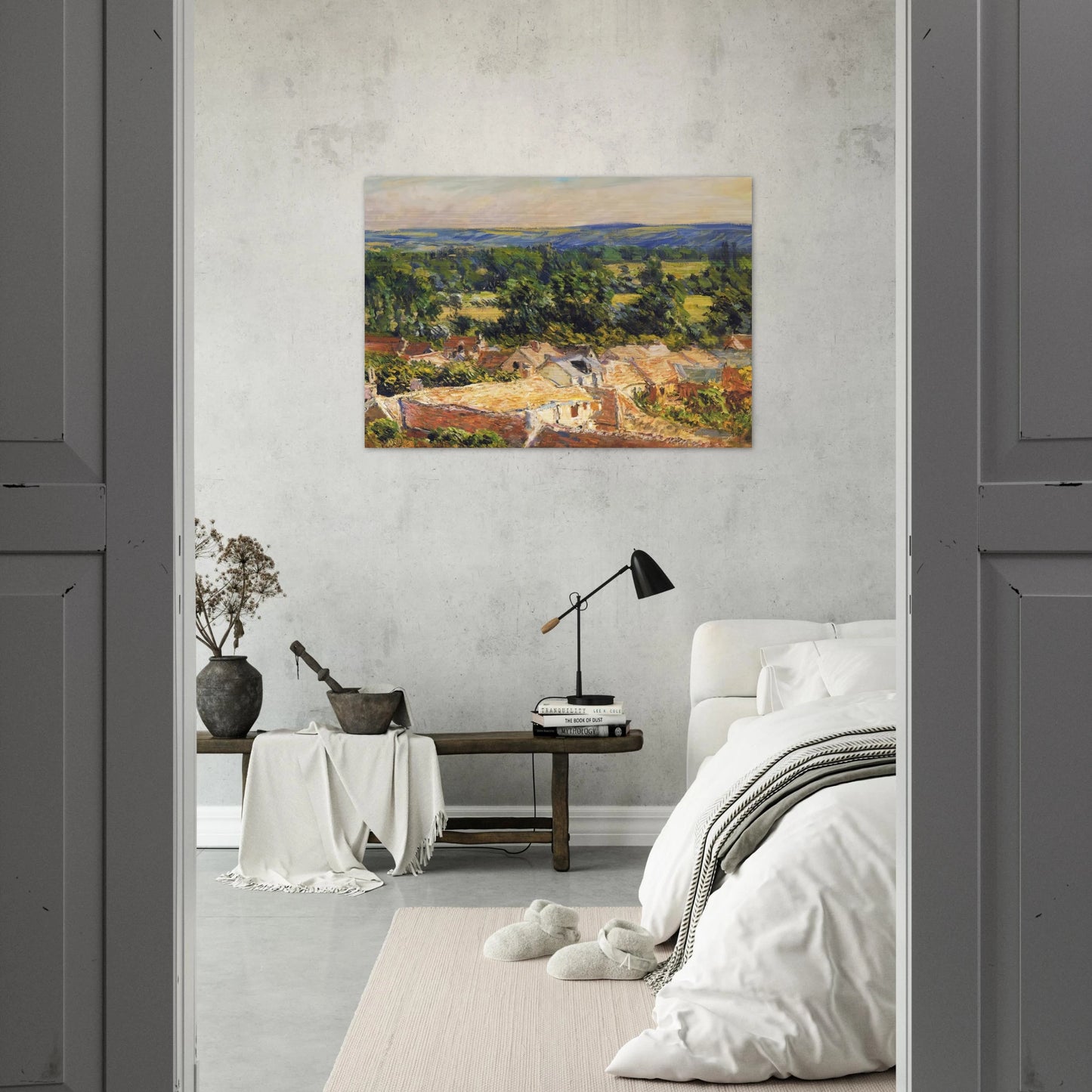 View on village of Giverny - claude monet Brushed Aluminum Print - 70x100 cm / 28x40 inches | claude monet Aluminum Print | claude monet Prints
