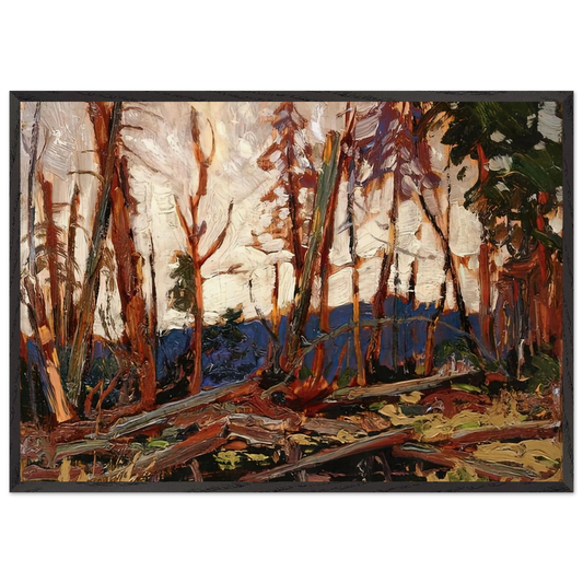 BURNT COUNTRY EVENING SKETCH FOR BURNT LAND 1914 - Tom Thomson 70x100 cm / 28x40 inches Framed Art Print – Black Wooden Frame