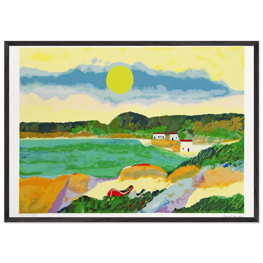 Marinha Com Casas - Post-Impressionism - Aldemir Martins 70x100 cm / 28x40 inches Framed Art Print – Black Wooden Frame