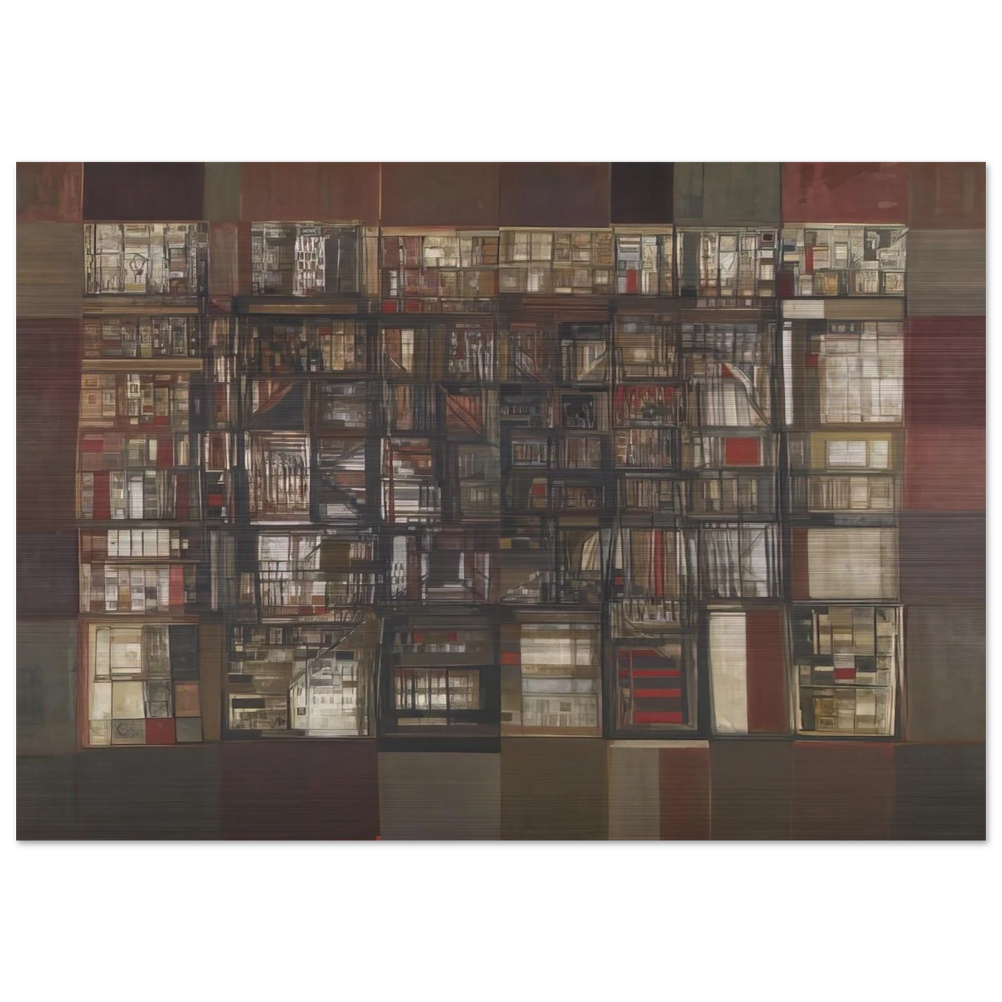 A biblioteca em fogo - 1974 - Maria Helena Vieira da Silva Brushed Aluminum Print - 70x100 cm / 28x40 inches | Maria Helena Vieira da Silva Aluminum Print | Maria Helena Vieira da Silva Prints
