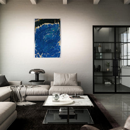 Deep Blue and Black - Sam Francis Brushed Aluminum Print - 70x100 cm / 28x40 inches | Sam Francis Aluminum Print | Sam Francis Prints