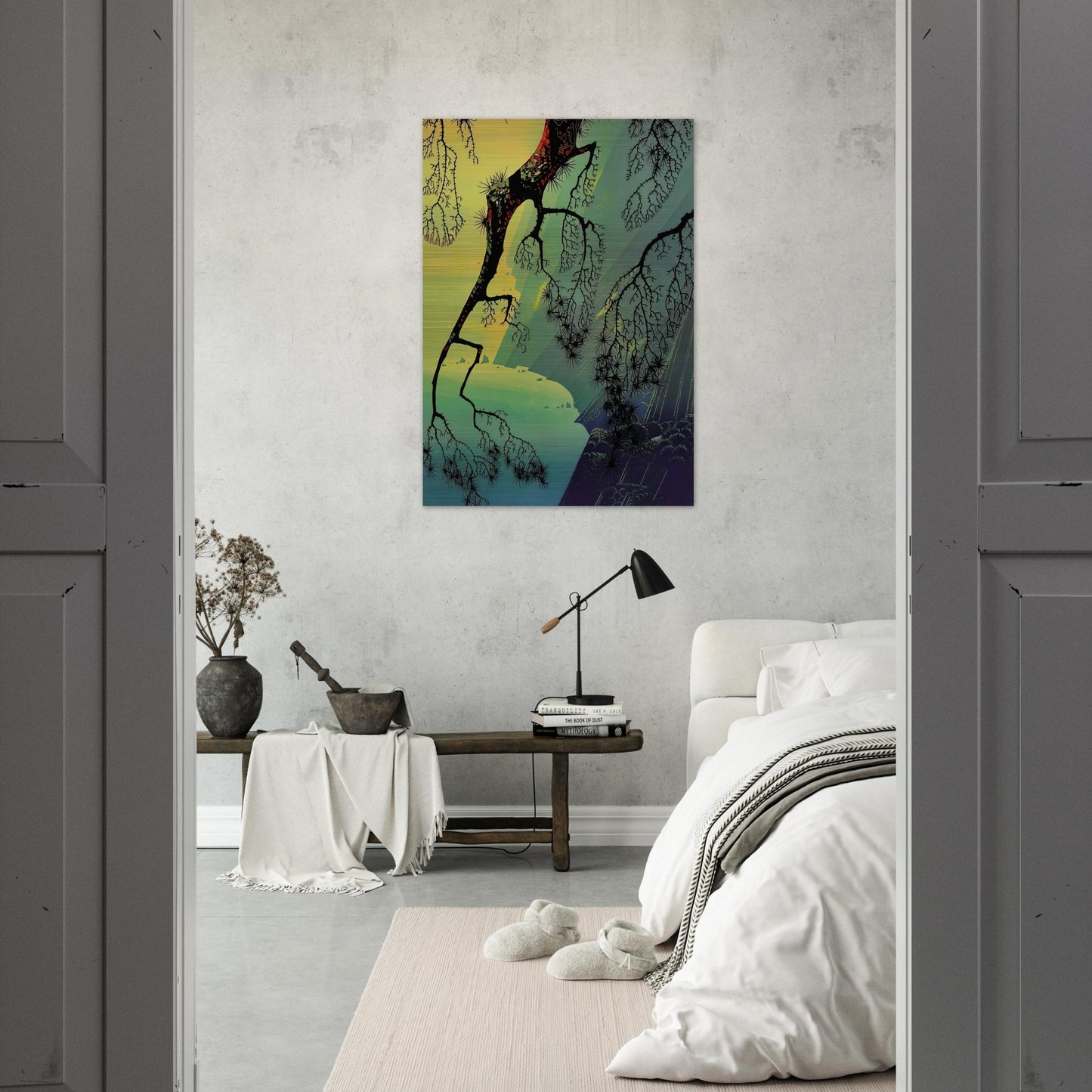 Fog Mist - Eyvind Earle Brushed Aluminum Print - 70x100 cm / 28x40 inches | Eyvind Earle Aluminum Print | Eyvind Earle Prints