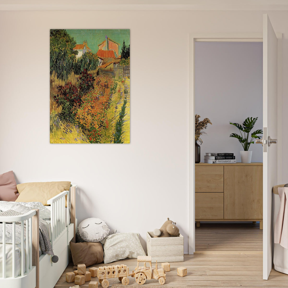 Garden Behind a House - Vincent van Gogh Brushed Aluminum Print - 70x100 cm / 28x40 inches | Vincent van Gogh Aluminum Print | Vincent van Gogh Prints