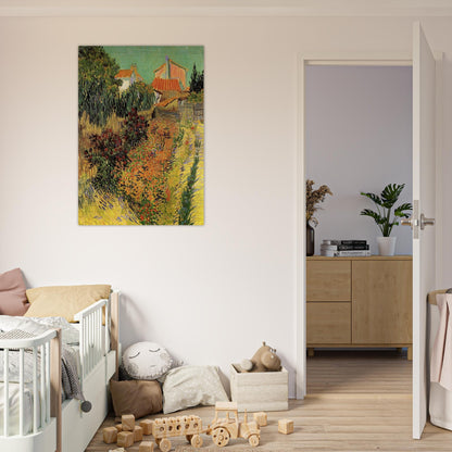 Garden Behind a House - Vincent van Gogh Brushed Aluminum Print - 70x100 cm / 28x40 inches | Vincent van Gogh Aluminum Print | Vincent van Gogh Prints