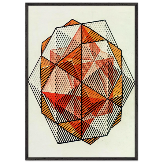 FOUR REGULAR SOLIDS - MC Escher 70x100 cm / 28x40 inches Framed Art Print – Black Wooden Frame | Maurits Cornelis Escher Prints