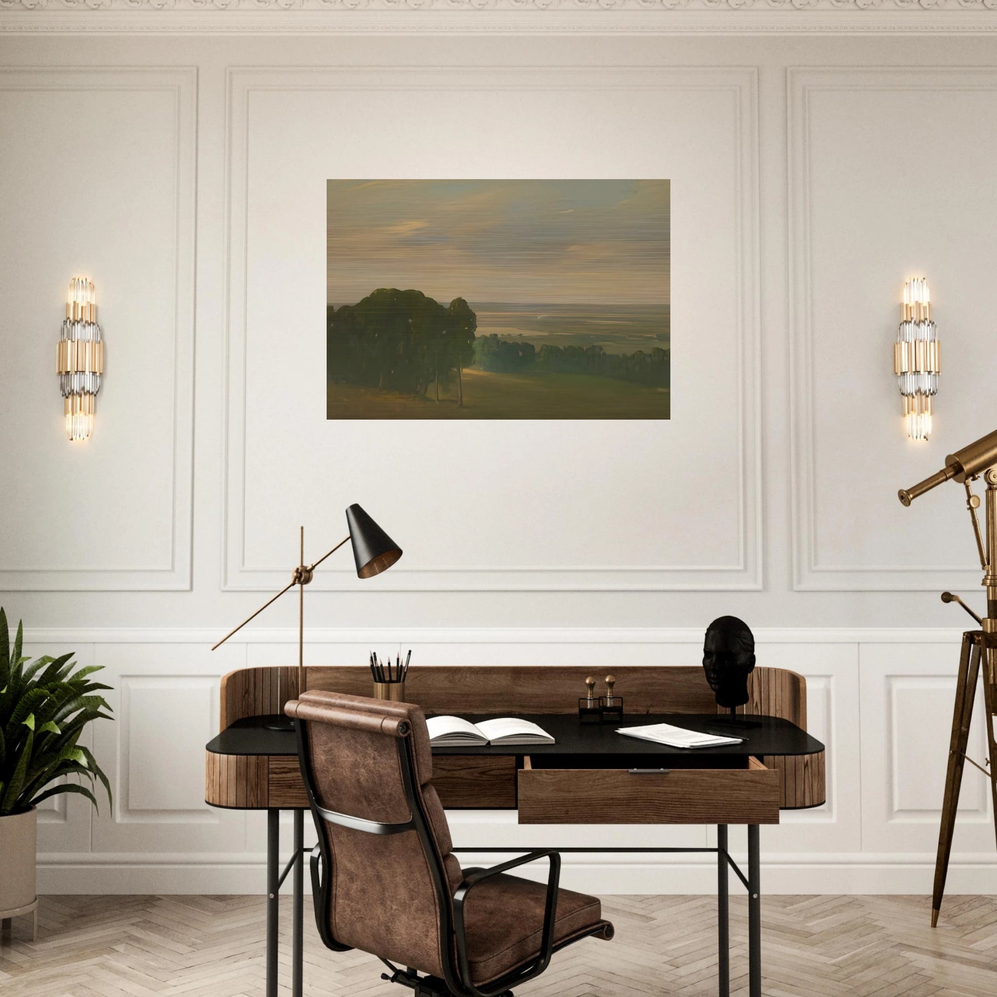 Eucalyptus Grove in a Vast Landscape - Tonalism - Xavier Martinez Brushed Aluminum Print - 70x100 cm / 28x40 inches | Xavier Martinez Aluminum Print | Xavier Martinez Prints