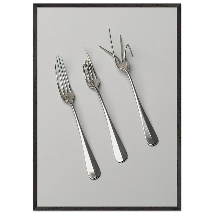 Fork Design - 1958 - Bruno Munari 70x100 cm / 28x40 inches Framed Art Print – Black Wooden Frame