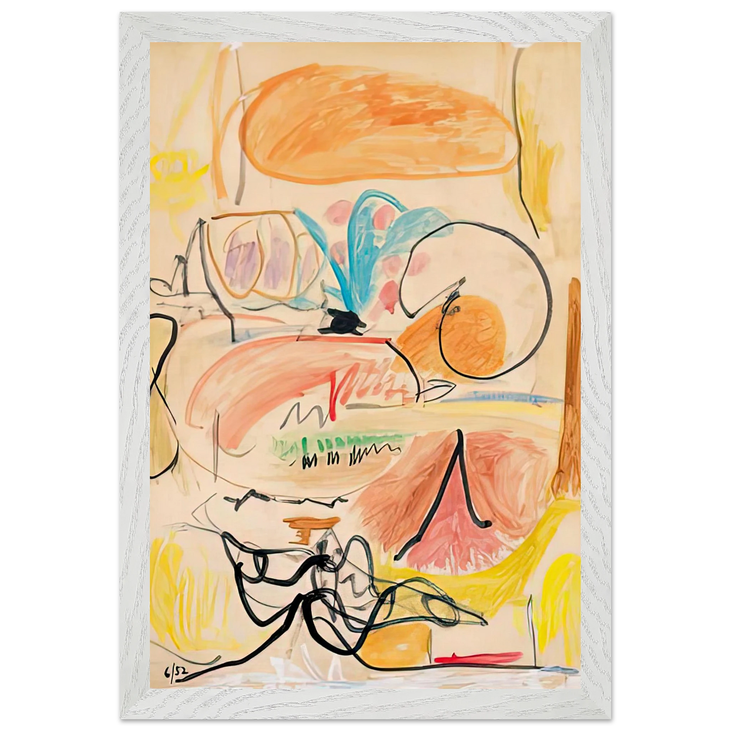 Helen Frankenthaler - Window Shade No. 1, 1952- Wall Art - 30x40 cm / 12x16 inches - Premium Wooden Framed Poster With Fine Art Paper-canvas - White frame
