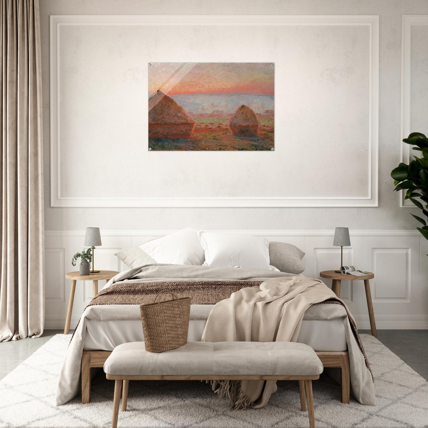 Haystacks at Giverny, the Evening Sun - claude monet Acrylic Print - 70x100 cm / 28x40″ inches | claude monet Wall Art | claude monet Prints