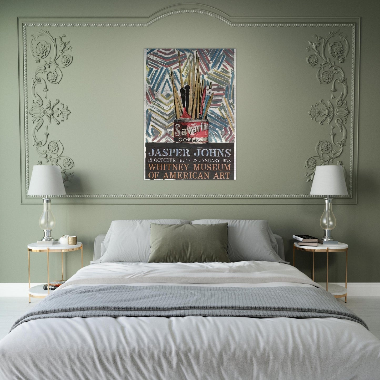SAVARIN WHITNEY MUSEUM POSTER - Jasper Johns Brushed Aluminum Print - 70x100 cm / 28x40 inches | Jasper Johns Aluminum Print | Jasper Johns Prints