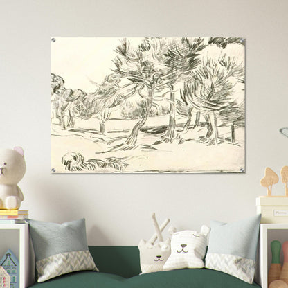 A Group of Pine Trees - Vincent van Gogh Acrylic Print - 70x100 cm / 28x40″ inches
