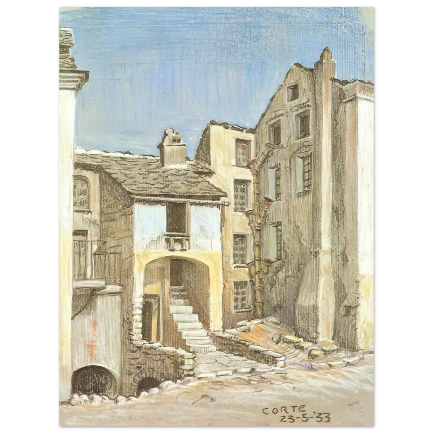 MC Escher - CORTE CORSICA Wall Art - 21x29.7 cm / 8x12" - Fine Art Poster-canvas - -