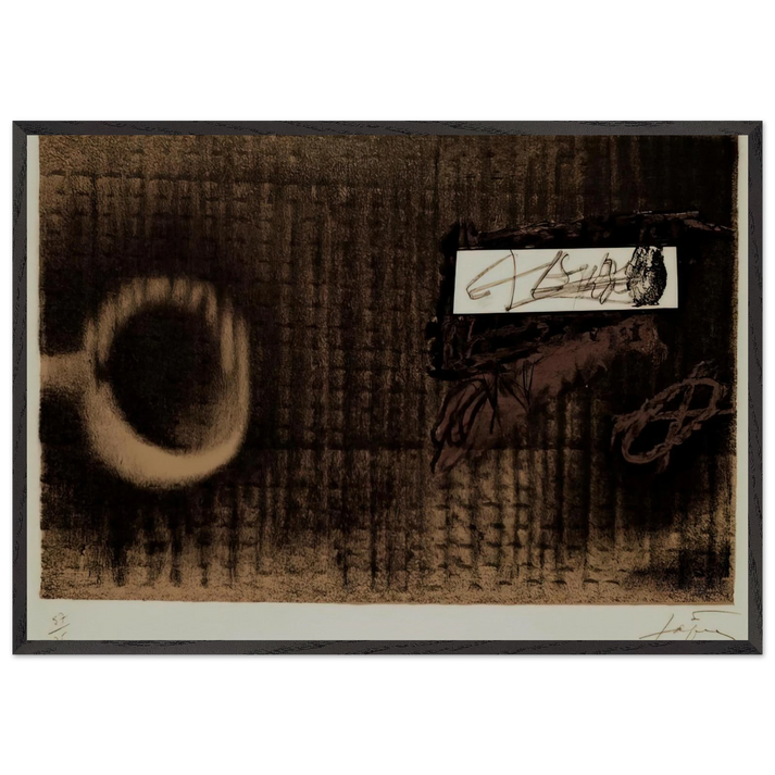 ETIQUETTE 1979 - Antoni Tapies 70x100 cm / 28x40 inches Framed Art Print – Black Wooden Frame