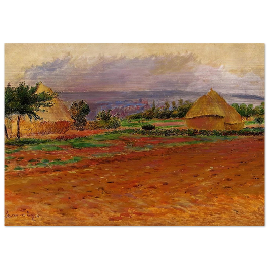 Field and Haystacks - Pierre-Auguste Renoir Brushed Aluminum Print - 70x100 cm / 28x40 inches | Pierre-Auguste Renoir Aluminum Print | Pierre-Auguste Renoir Prints