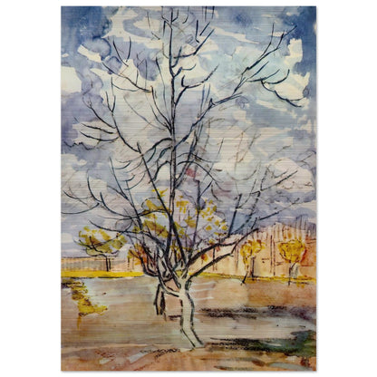 Pink Peach Trees - Vincent van Gogh Brushed Aluminum Print - 70x100 cm / 28x40 inches | Vincent van Gogh Aluminum Print | Vincent van Gogh Prints