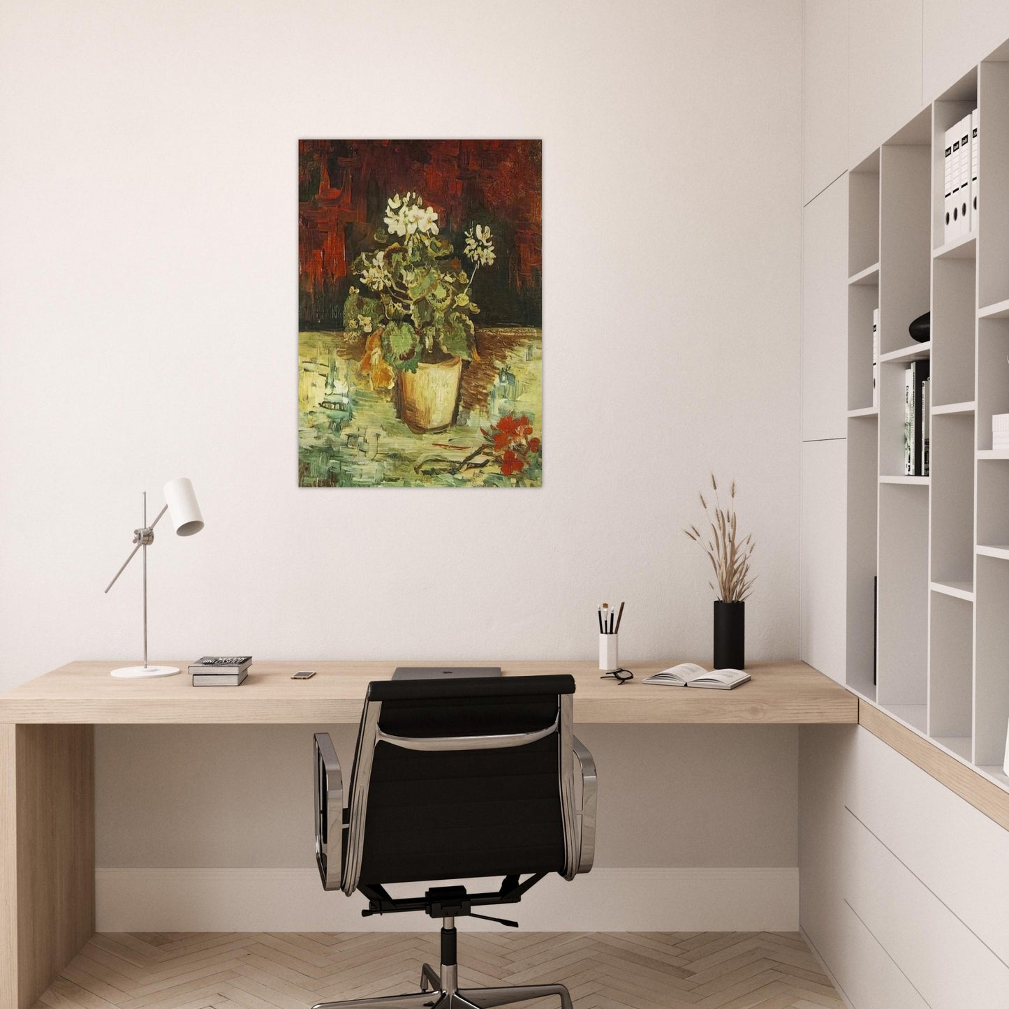 Geranium in a Flowerpot - Vincent van Gogh Brushed Aluminum Print - 70x100 cm / 28x40 inches | Vincent van Gogh Aluminum Print | Vincent van Gogh Prints