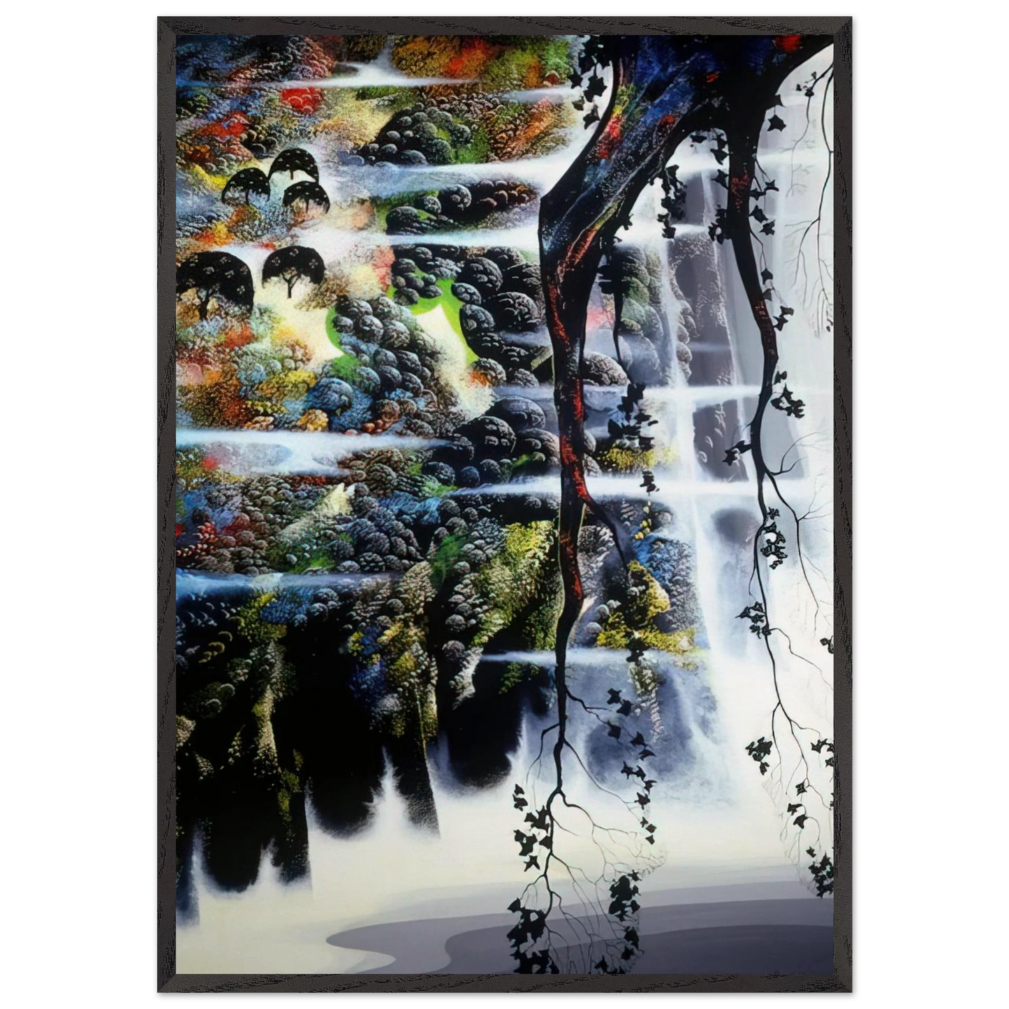 Seaside Wilderness - Eyvind Earle 70x100 cm / 28x40 inches Framed Art Print – Black Wooden Frame