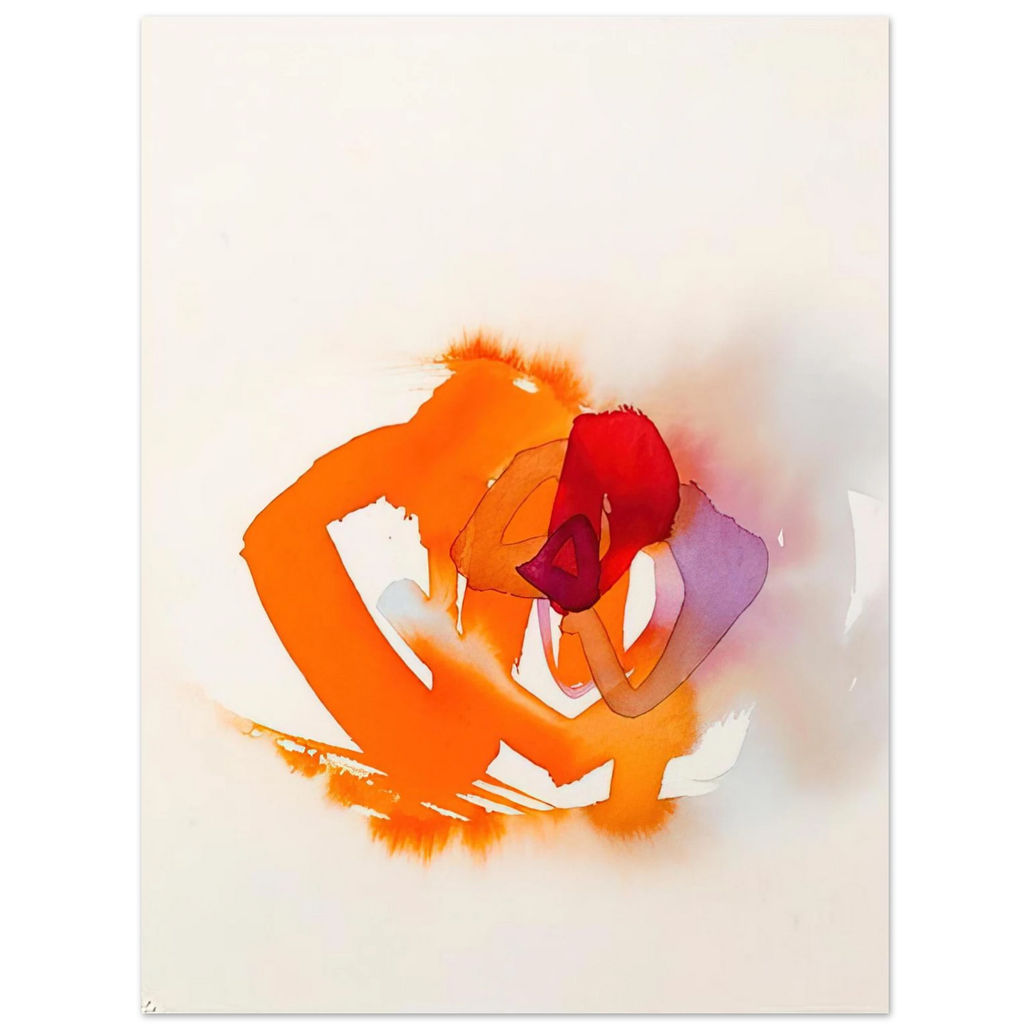 Luis Feito - UNTITLED ORANGE RED AND PURPLE  75x100 cm / 30x40inches Fine Art Poster