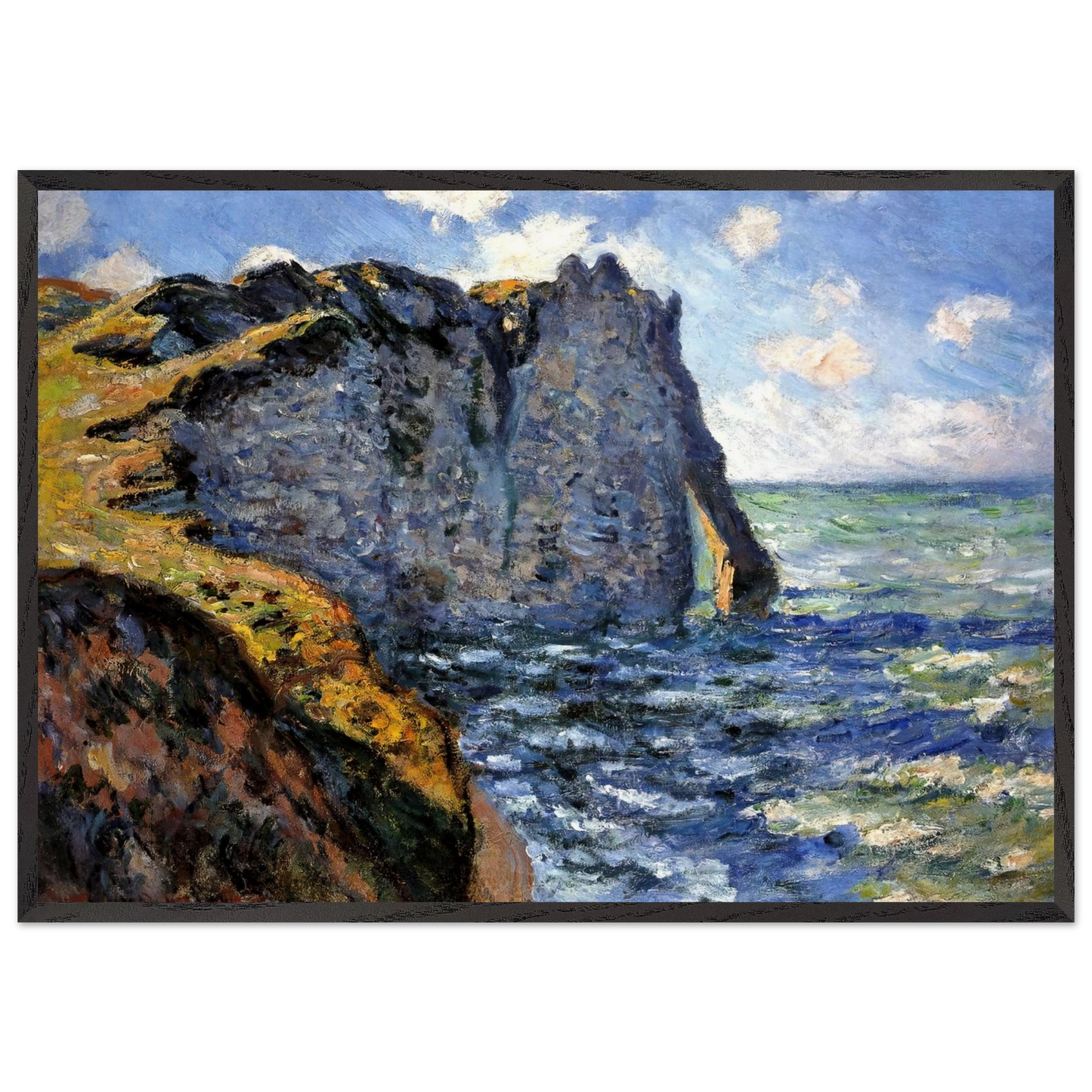 The Manneport - claude monet 70x100 cm / 28x40 inches Framed Art Print – Black Wooden Frame