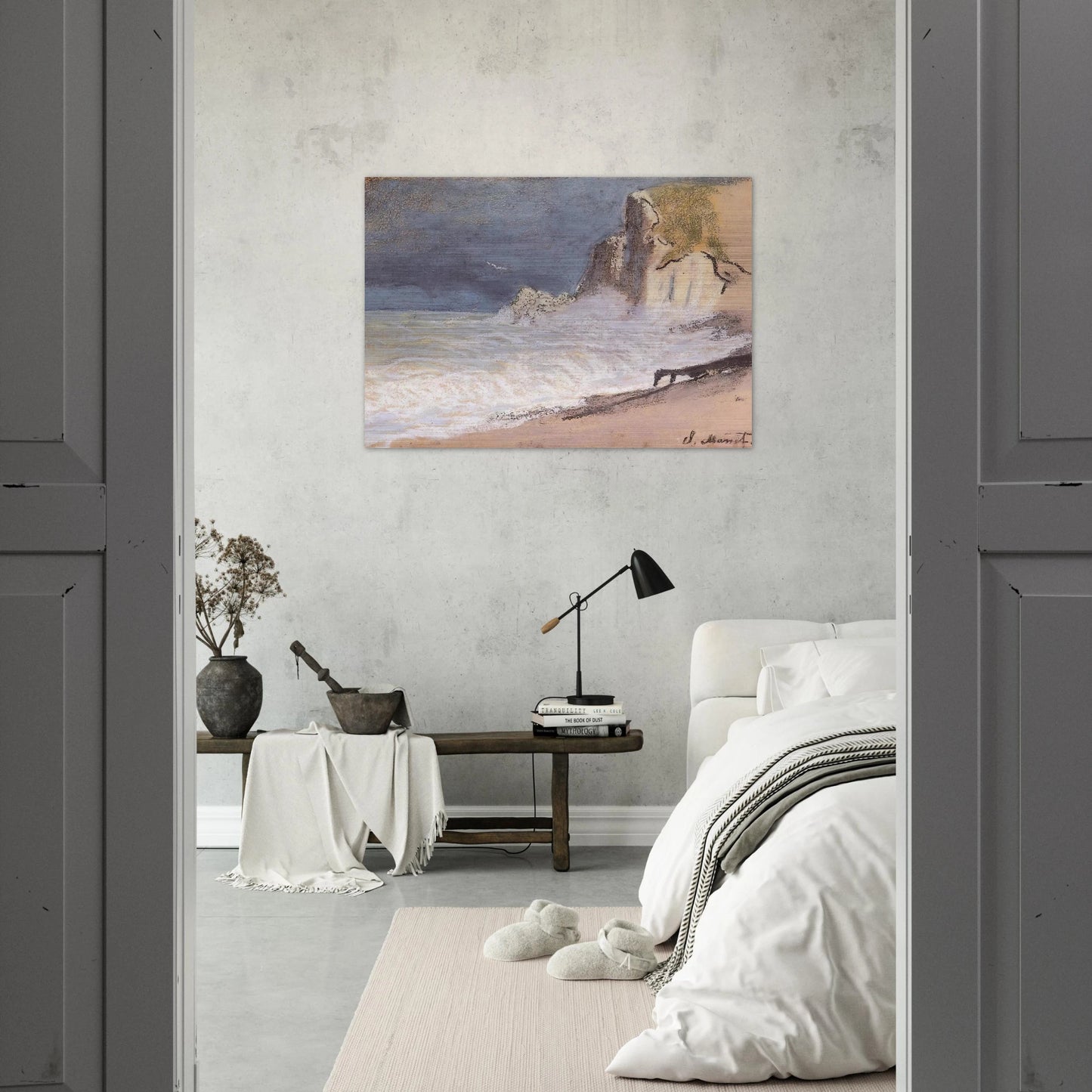 The Manneport, Etretat - Amont Cliff, Rough Weather - claude monet Brushed Aluminum Print - 70x100 cm / 28x40 inches | claude monet Aluminum Print | claude monet Prints