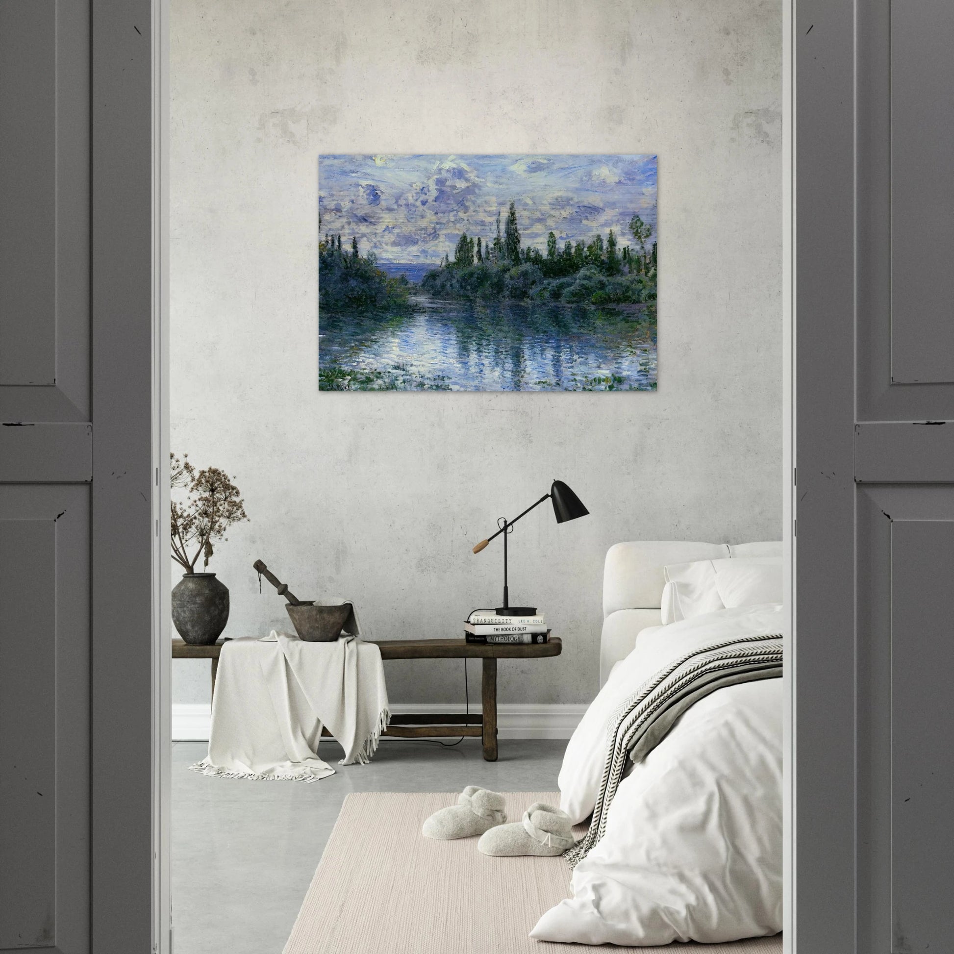 Arm of the Seine near Vetheuil - claude monet Brushed Aluminum Print - 70x100 cm / 28x40 inches | claude monet Aluminum Print | claude monet Prints