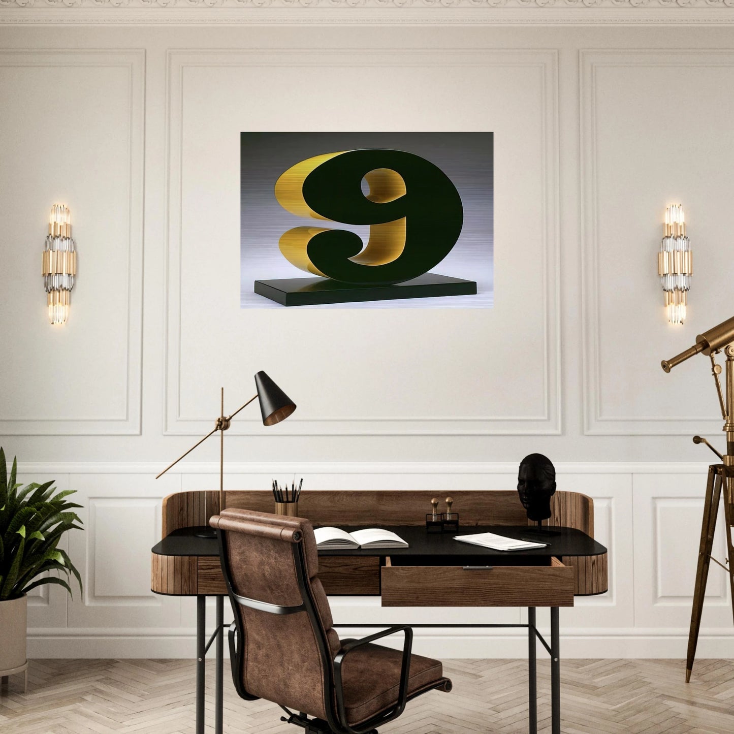 Nine - Robert Indiana Brushed Aluminum Print - 70x100 cm / 28x40 inches | Robert Indiana Aluminum Print | Robert Indiana Prints