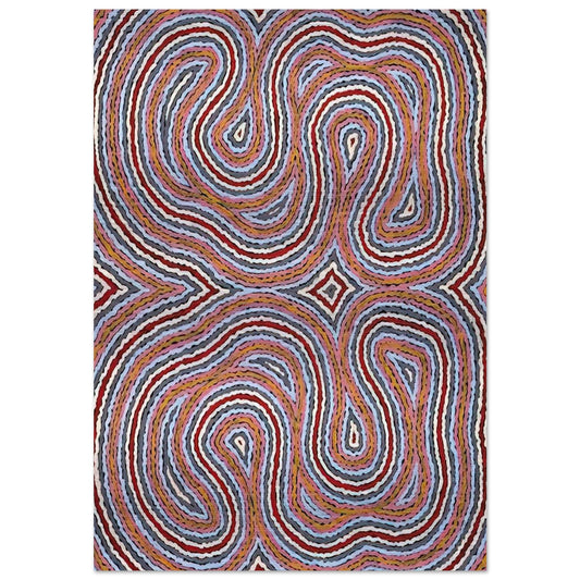 Untitled Narripi Worm Dreaming - 1996 - Clifford Possum Tjapaltjarri Brushed Aluminum Print - 70x100 cm / 28x40 inches | Clifford Possum Tjapaltjarri Aluminum Print | Clifford Possum Tjapaltjarri Prints