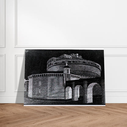 NOCTURNAL ROME CASTEL SANT ANGELO - MC Escher Brushed Aluminum Print - 70x100 cm / 28x40 inches | MC Escher Aluminum Print | MC Escher Prints | Maurits Cornelis Escher Prints