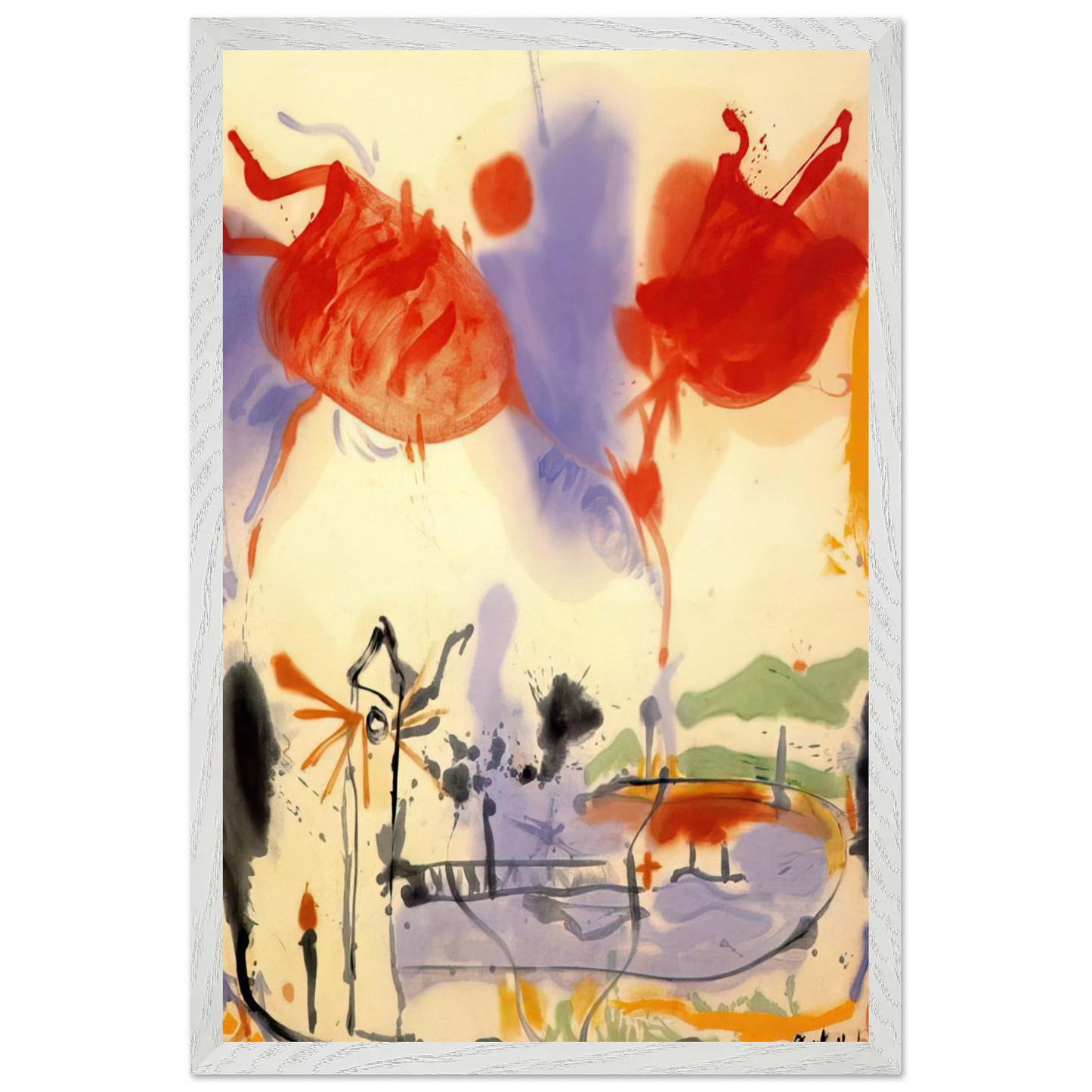 Helen Frankenthaler - Round Trip - 1957 Wall art - 40x50 cm / 16x20 inches - Premium Wooden Framed Poster With Fine Art Paper-canvas - Wood frame