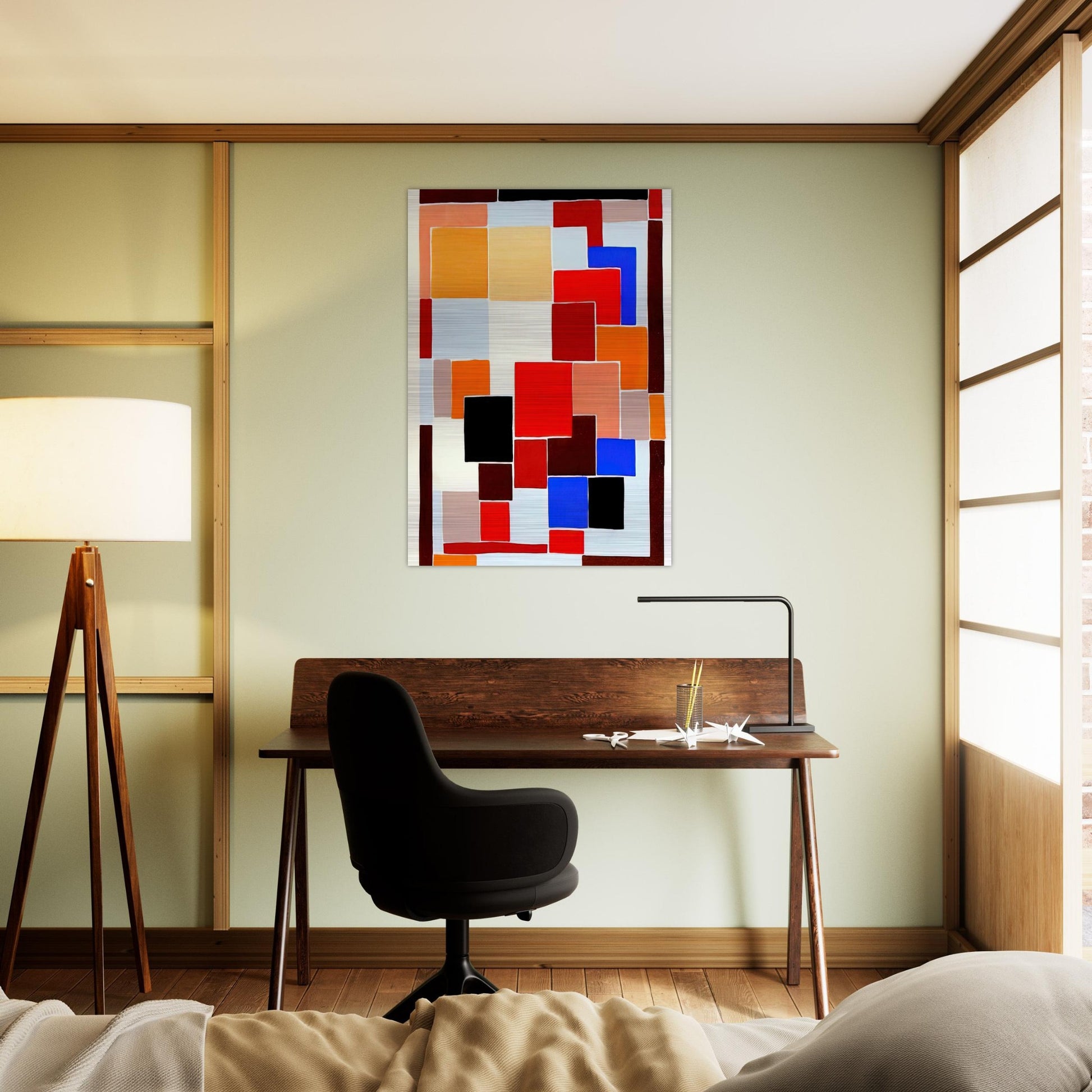 DESIGN IN THE STYLE OF MONDRIAN POSSIBLY FOR A RUG FROM COMPOSITIONS COLOURS IDEAS 1931 - Sonia Delaunay Brushed Aluminum Print - 70x100 cm / 28x40 inches | Sonia Delaunay Aluminum Print | Sonia Delaunay Prints
