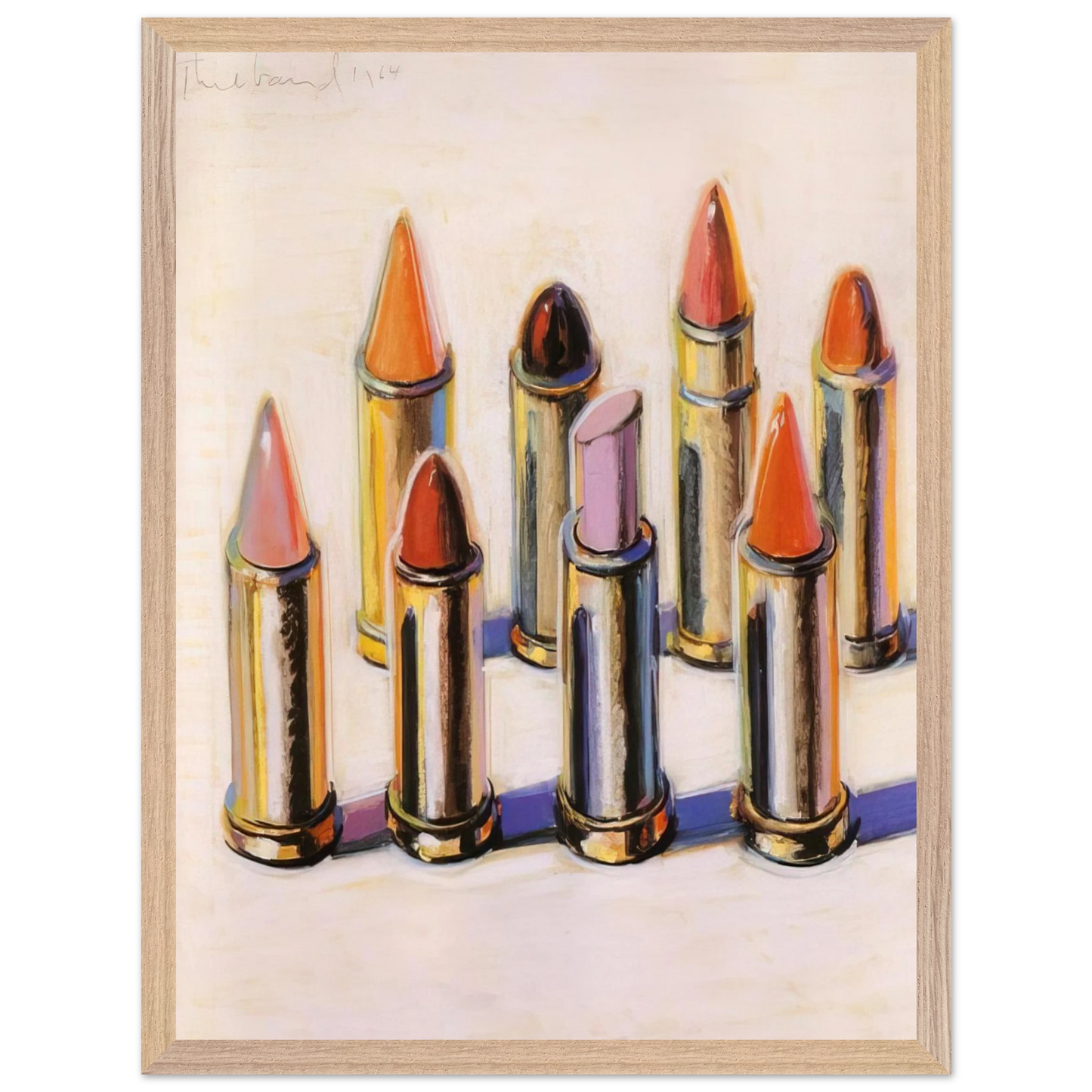 Wayne Thiebaud - Lipsticks - 1964 Wall Art - 30x40 cm / 12x16 inches - Premium Wooden Framed Poster With Fine Art Paper - White frame