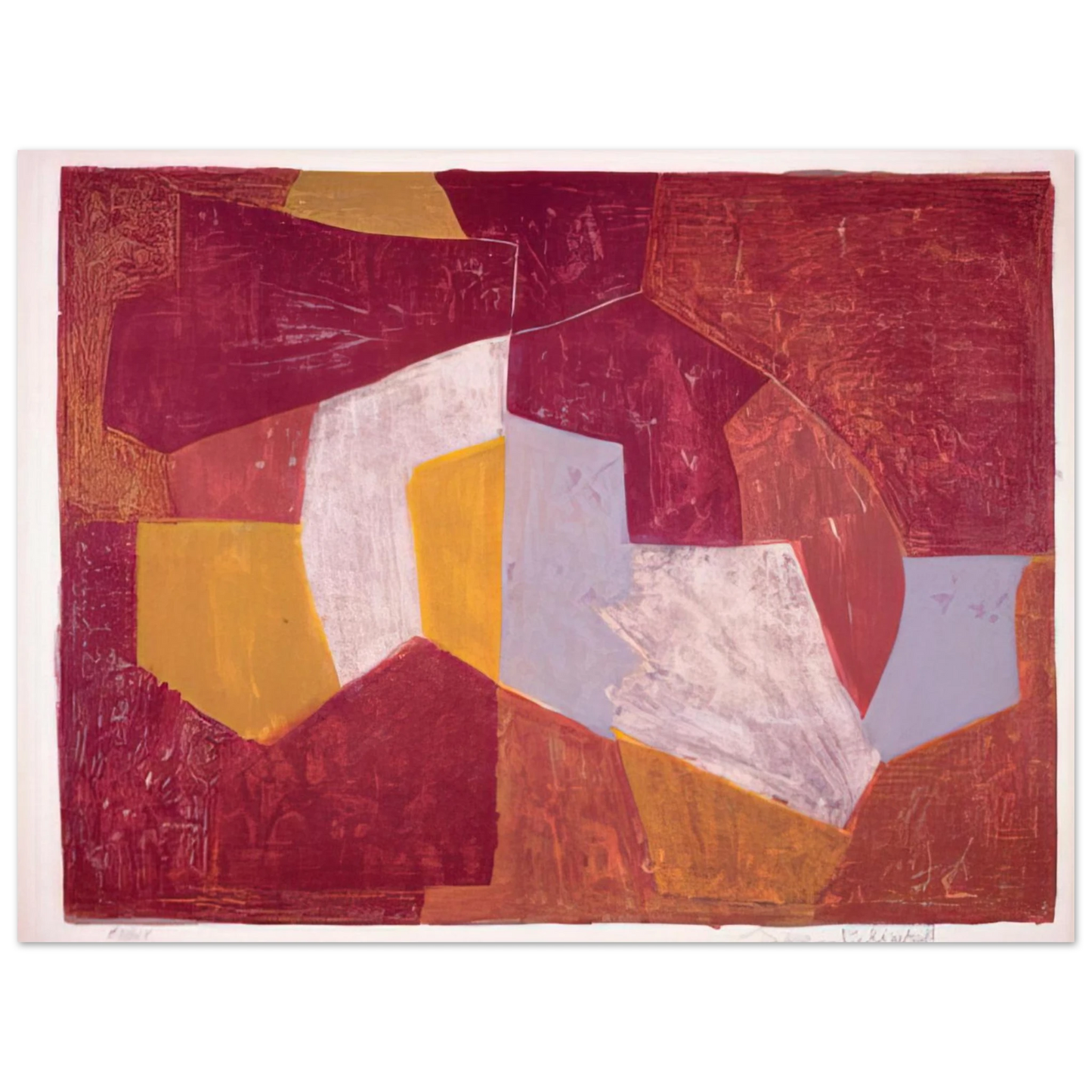 Serge Poliakoff - Composition carmin, brune, jaune et grise - 1956  75x100 cm / 30x40inches Fine Art Poster