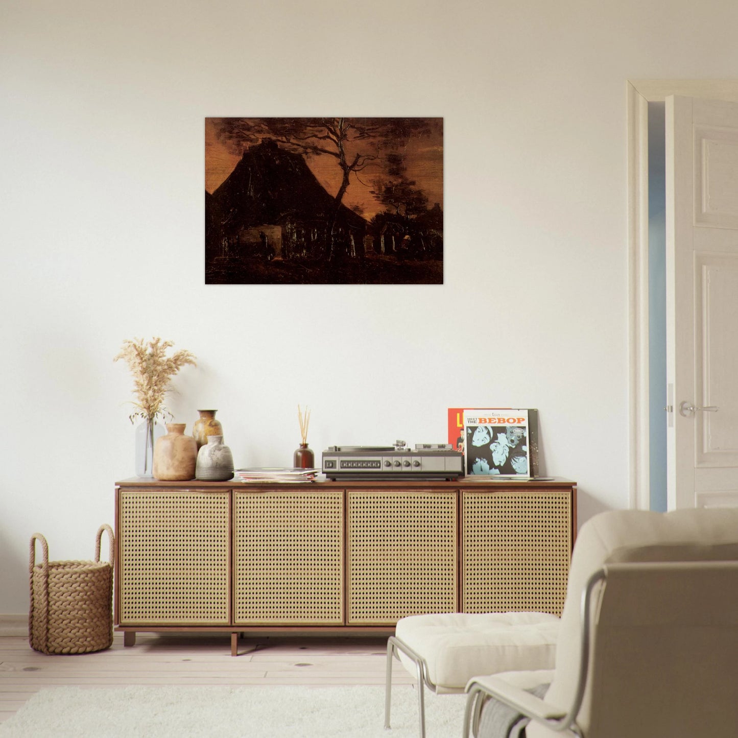 Cottage with Trees - Vincent van Gogh Brushed Aluminum Print - 70x100 cm / 28x40 inches | Vincent van Gogh Aluminum Print | Vincent van Gogh Prints