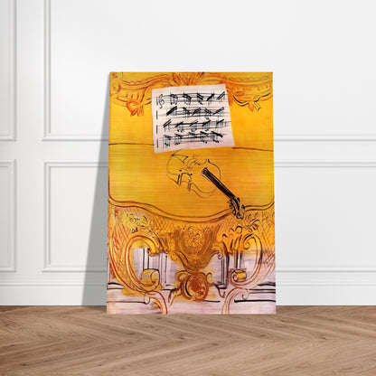 THE YELLOW CONSOLE WITH A VIOLIN 1949 - Raoul Dufy Brushed Aluminum Print - 70x100 cm / 28x40 inches | Raoul Dufy Aluminum Print | Raoul Dufy Prints