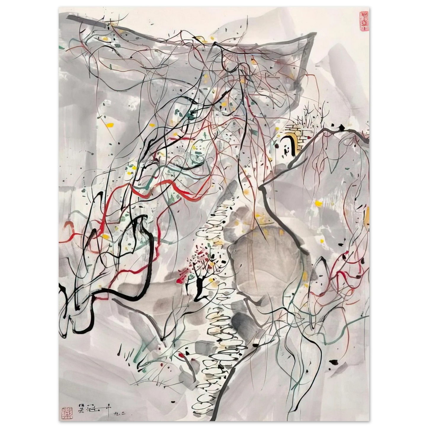 Wu Guanzhong - æ­¦å¤·å±±å¾„ - Abstract Expressionism, Ink and wash painting  75x100 cm / 30x40inches Fine Art Poster