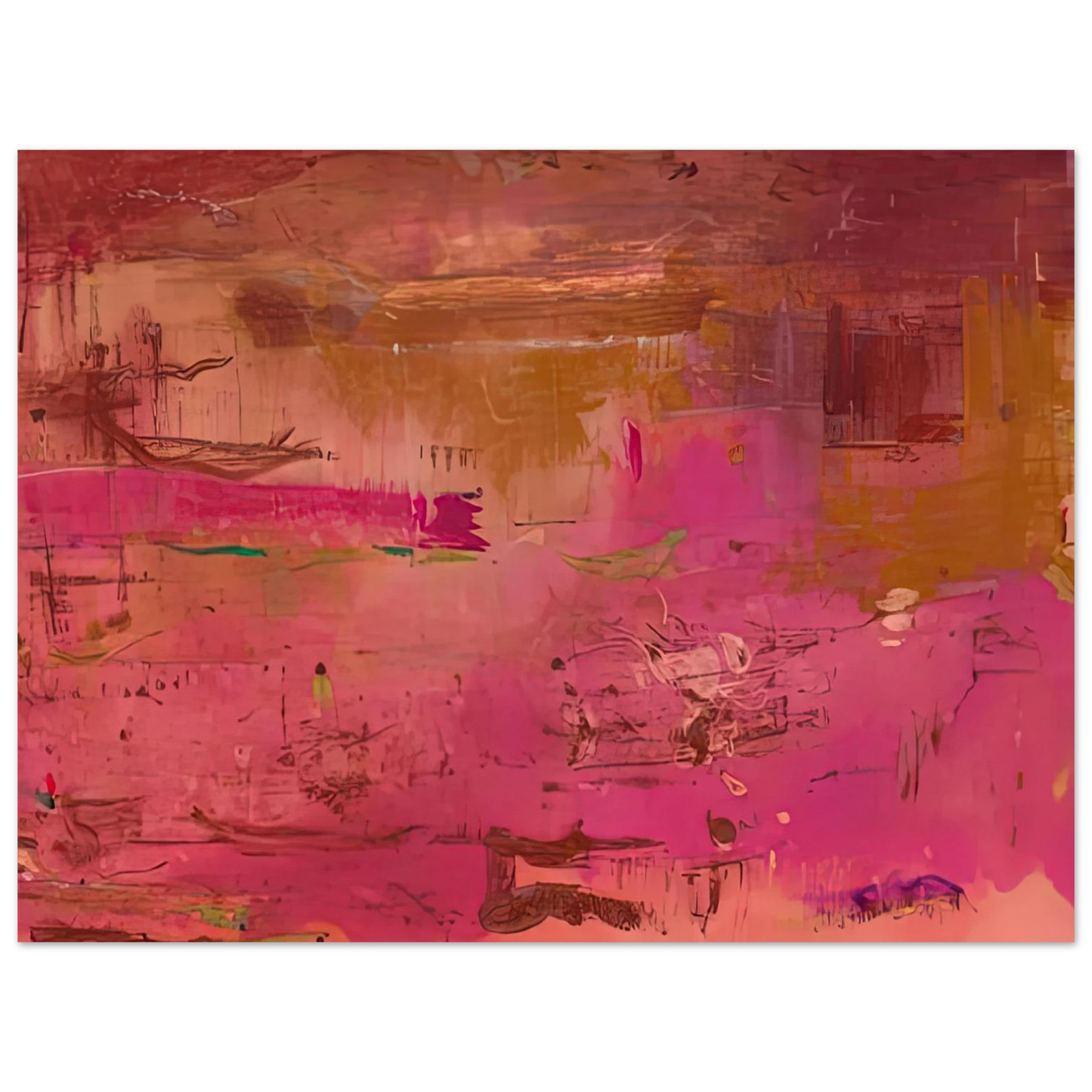 Helen Frankenthaler - Dream Walk Red, 1978- Wall Art - 21x29.7 cm / 8x12" - Premium Wooden Framed Poster With Fine Art Paper-canvas - White frame