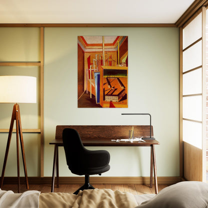 METAPHYSICAL INTERIOR OF STUDIO 1948 - Giorgio de Chirico Brushed Aluminum Print - 70x100 cm / 28x40 inches | Giorgio de Chirico Aluminum Print | Giorgio de Chirico Prints