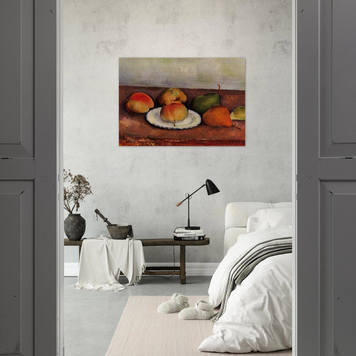 Still Life Plate and Fruit - Paul Cézanne Brushed Aluminum Print - 70x100 cm / 28x40 inches | Paul Cézanne Aluminum Print | Paul Cézanne Prints