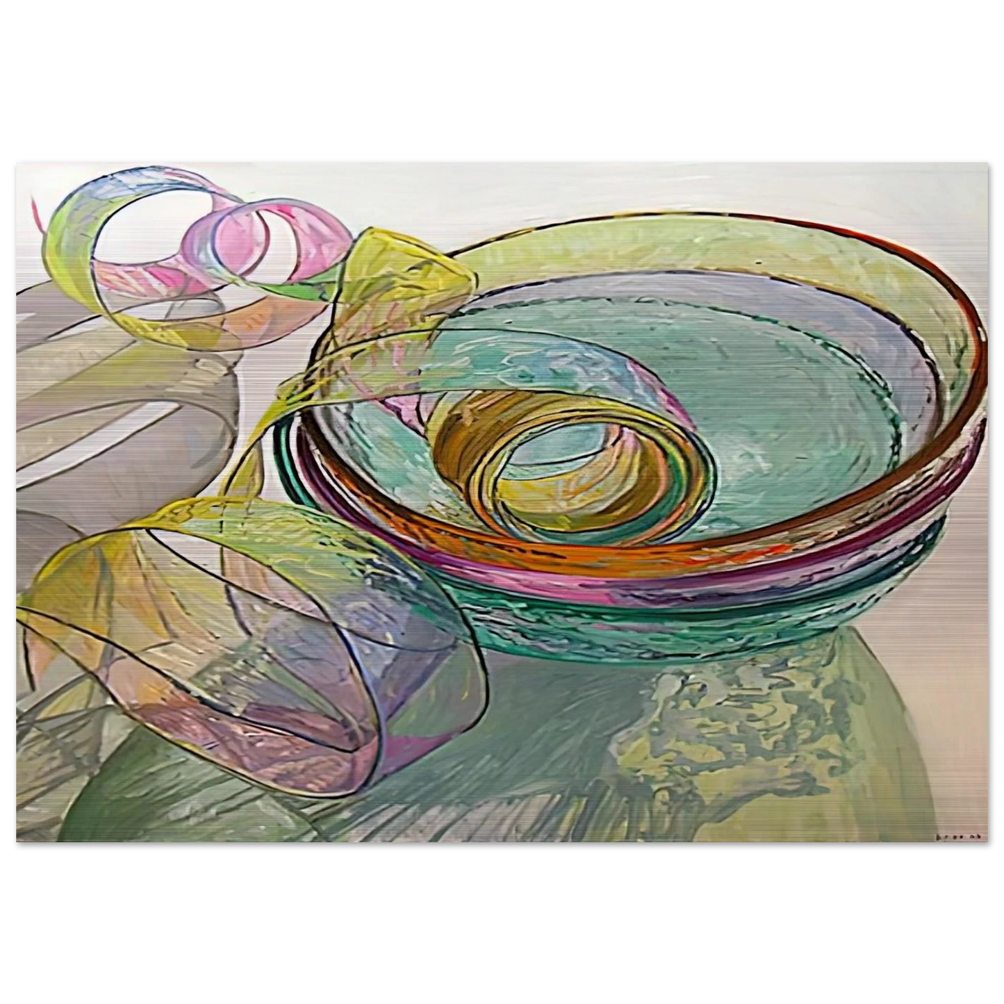 ORANGE PINK GREEN 2003 - Janet Fish Brushed Aluminum Print - 70x100 cm / 28x40 inches | Janet Fish Aluminum Print | Janet Fish Prints