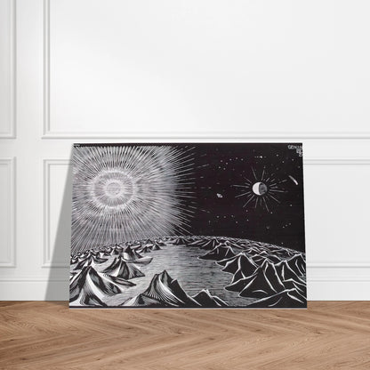 THE 4TH DAY OF THE CREATION - MC Escher Brushed Aluminum Print - 70x100 cm / 28x40 inches | MC Escher Aluminum Print | MC Escher Prints | Maurits Cornelis Escher Prints