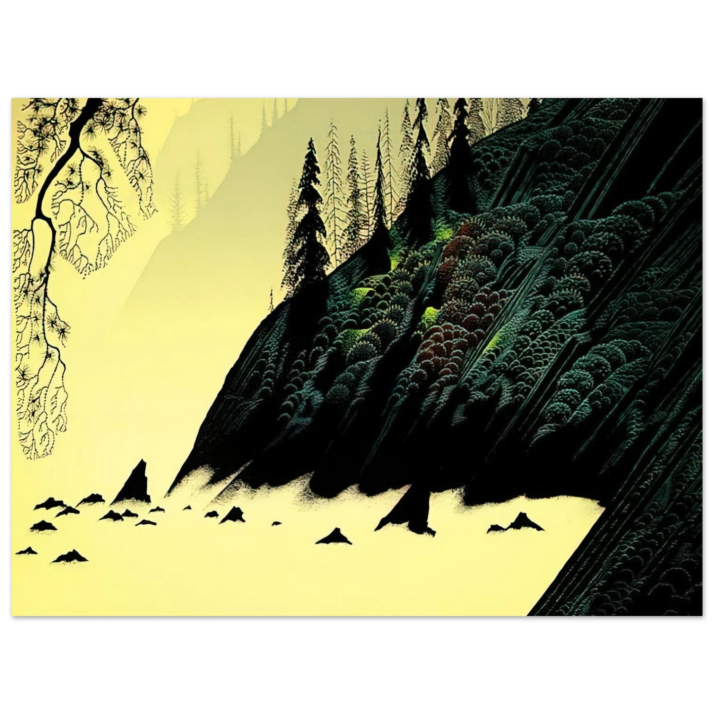 Eyvind Earle - Spruce Redwood and Pine  75x100 cm / 30x40inches Fine Art Poster