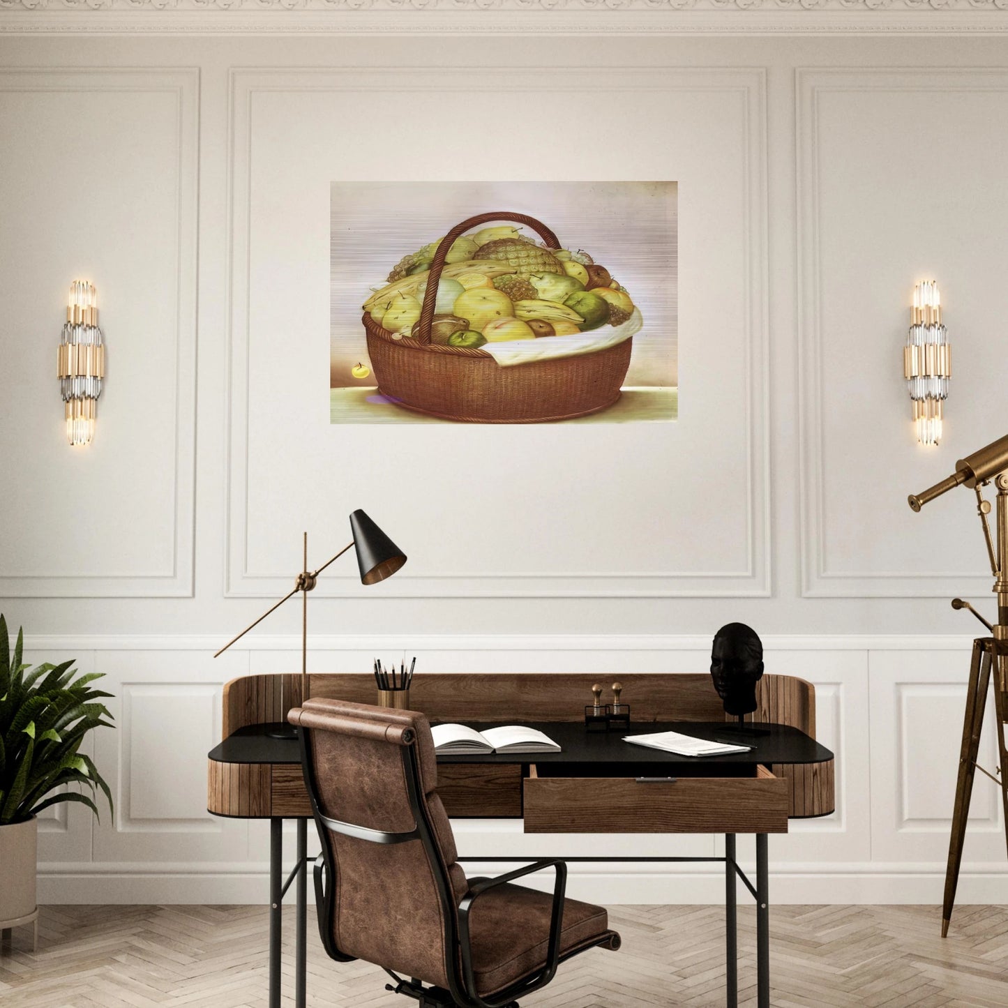 FRUIT BASKET - Fernando Botero Brushed Aluminum Print - 70x100 cm / 28x40 inches | Fernando Botero Aluminum Print | Fernando Botero Prints