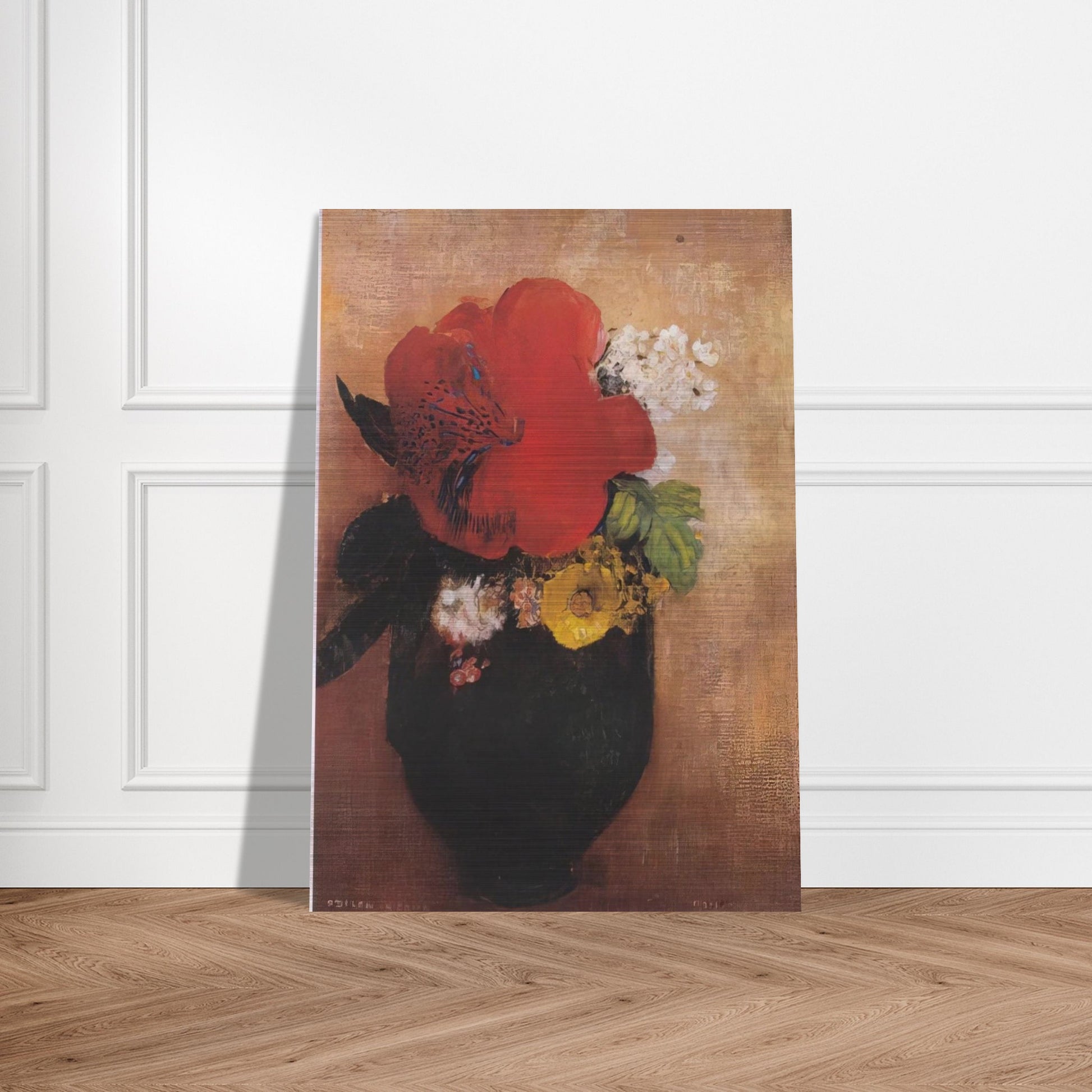 THE RED POPPY - Odilon Redon Brushed Aluminum Print - 70x100 cm / 28x40 inches | Odilon Redon Aluminum Print | Odilon Redon Prints