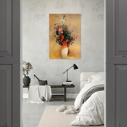 FLOWERS IN A BLUE VASE - Odilon Redon Brushed Aluminum Print - 70x100 cm / 28x40 inches | Odilon Redon Aluminum Print | Odilon Redon Prints