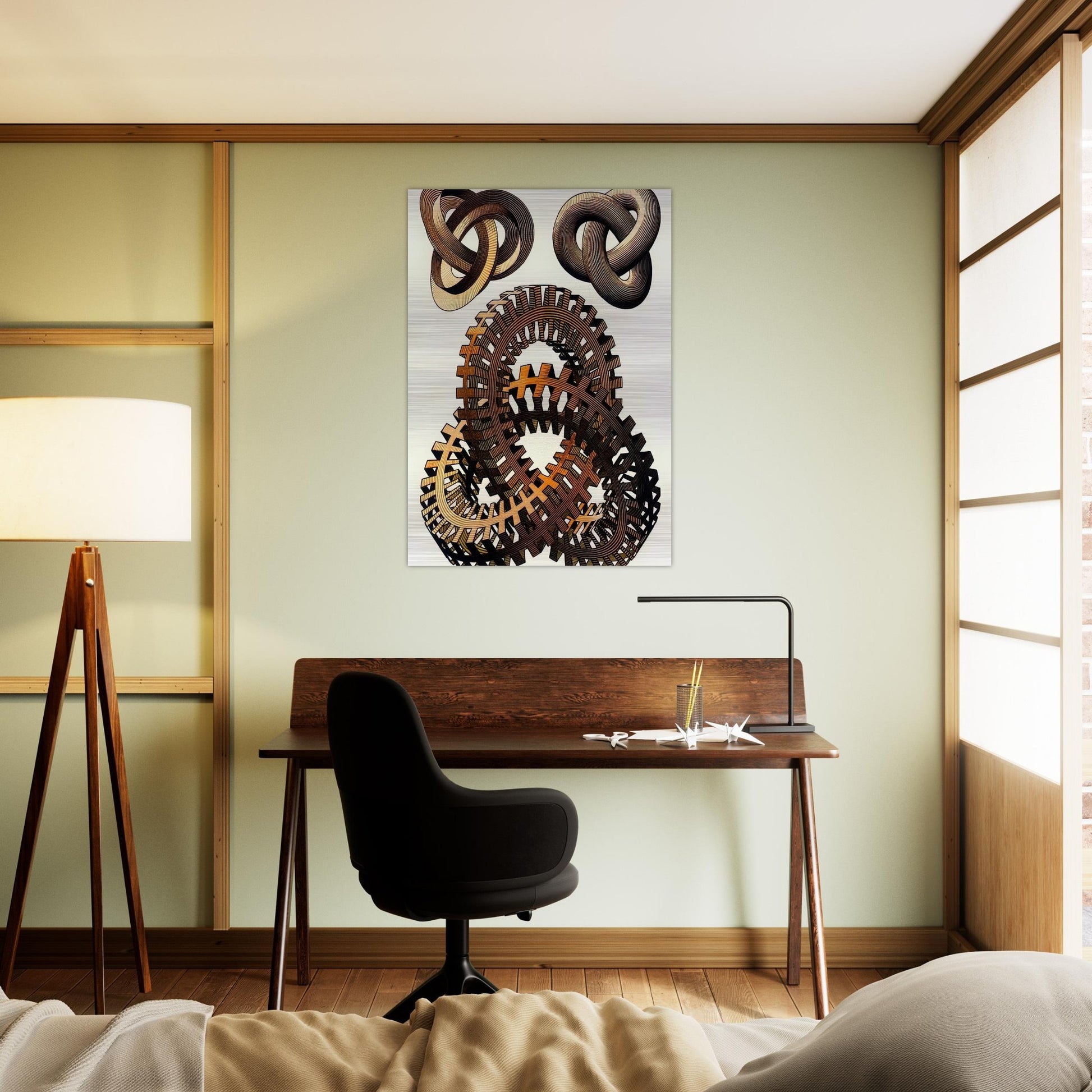 KNOTS COLOUR - MC Escher Brushed Aluminum Print - 70x100 cm / 28x40 inches | MC Escher Aluminum Print | MC Escher Prints