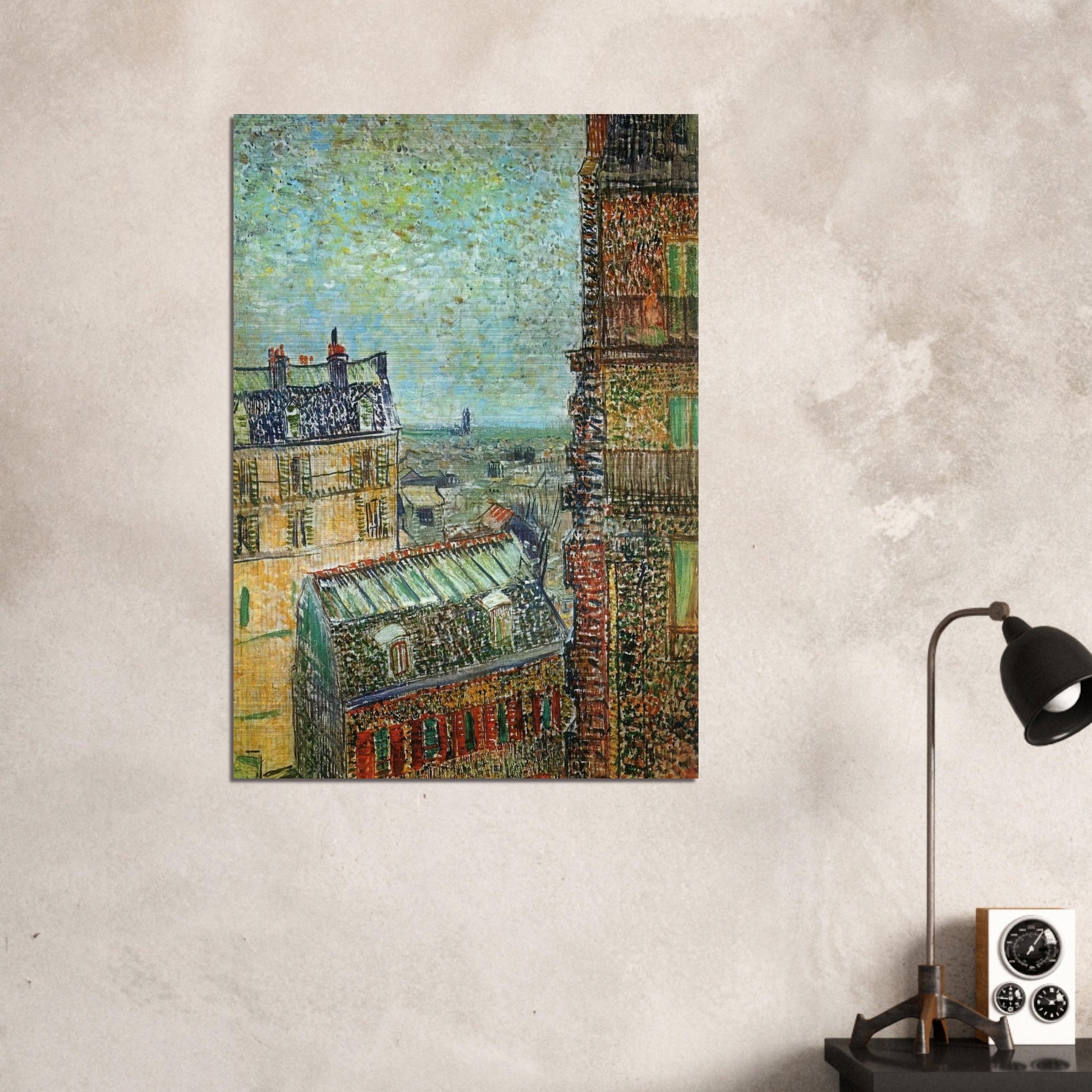 View of Paris from Vincent's Room in the Rue Lepic - Vincent van Gogh Brushed Aluminum Print - 70x100 cm / 28x40 inches | Vincent van Gogh Aluminum Print | Vincent van Gogh Prints