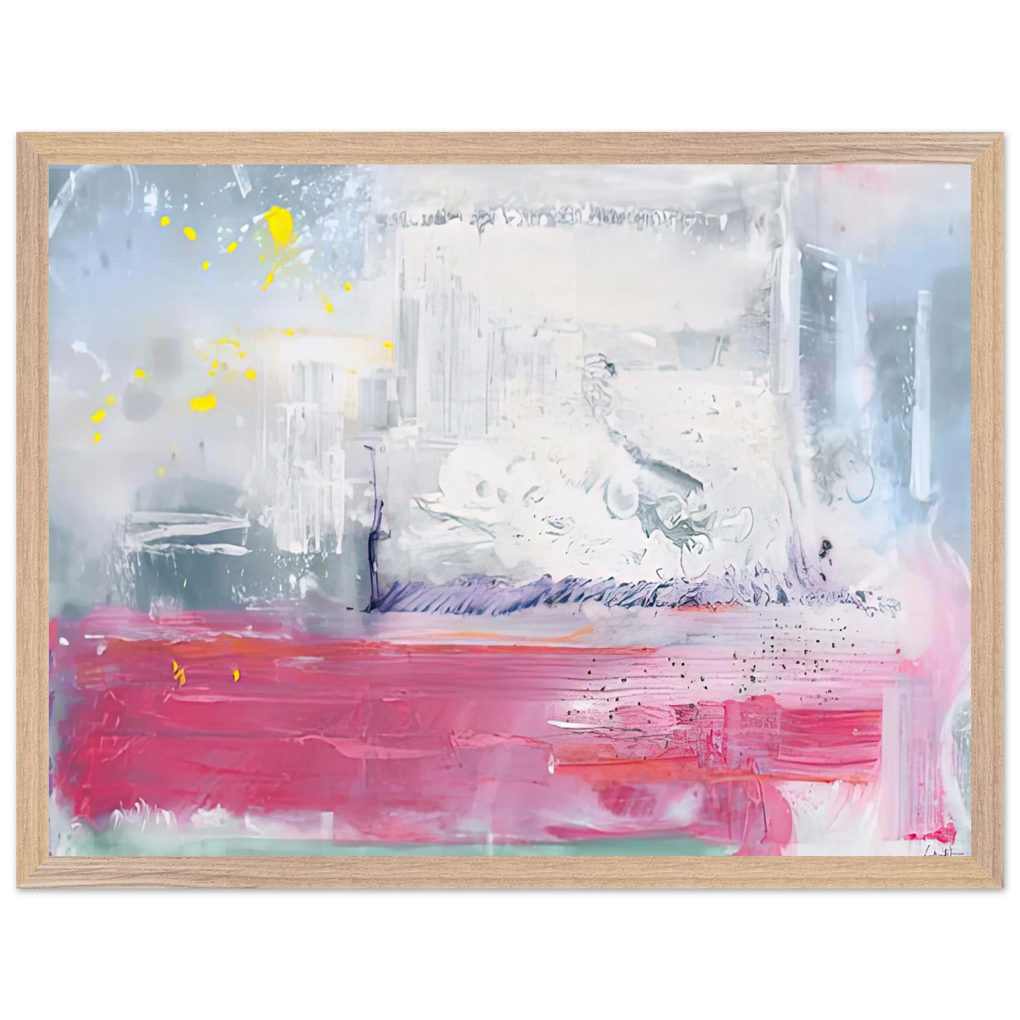 Helen Frankenthaler - Hot Ice, 1990- Wall Art - 30x40 cm / 12x16 inches - Premium Wooden Framed Poster With Fine Art Paper-canvas - White frame