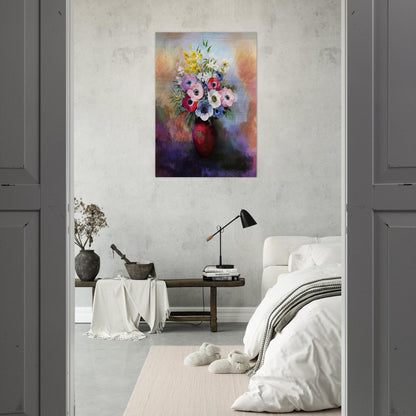 ANEMONES - Odilon Redon Brushed Aluminum Print - 70x100 cm / 28x40 inches | Odilon Redon Aluminum Print | Odilon Redon Prints