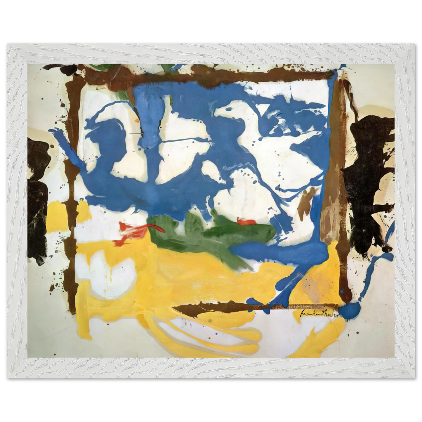 Helen Frankenthaler - Swan Lake #2 - 1961 Wall art - A1 (59.4 x 84.1  cm) - Premium Wooden Framed Poster With Fine Art Paper-canvas - White frame